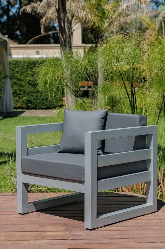 Sillon 1 Cuerpo Gris Metalizado PVC (Gris Metalizado, Hielo)