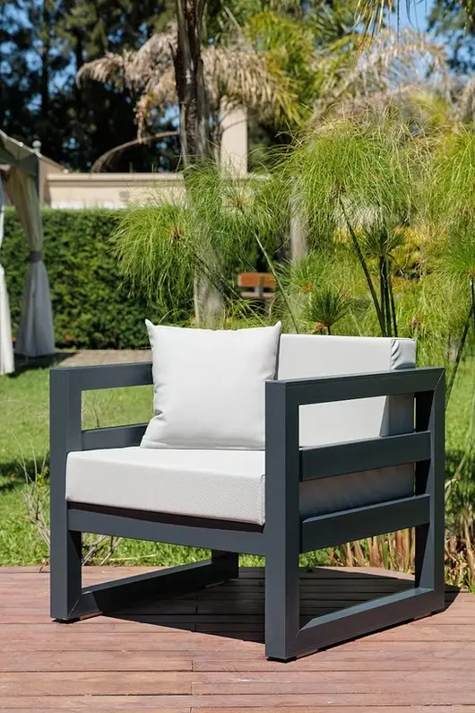 Sillon 1 Cuerpo Gris Grafito PVC (Gris Metalizado, Hielo)